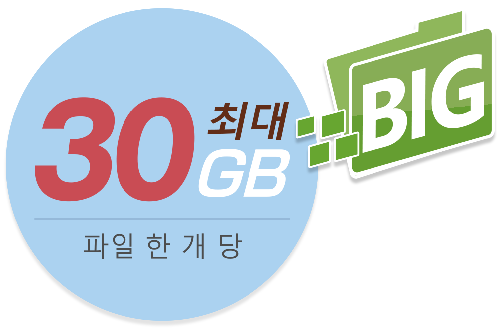 최대30GB까지！대용량 파일 고속 전송